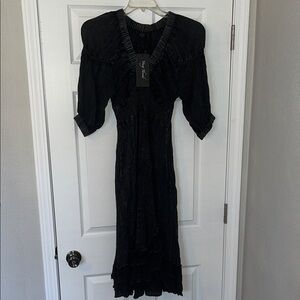 Young Threads Washed Black Midi Dress